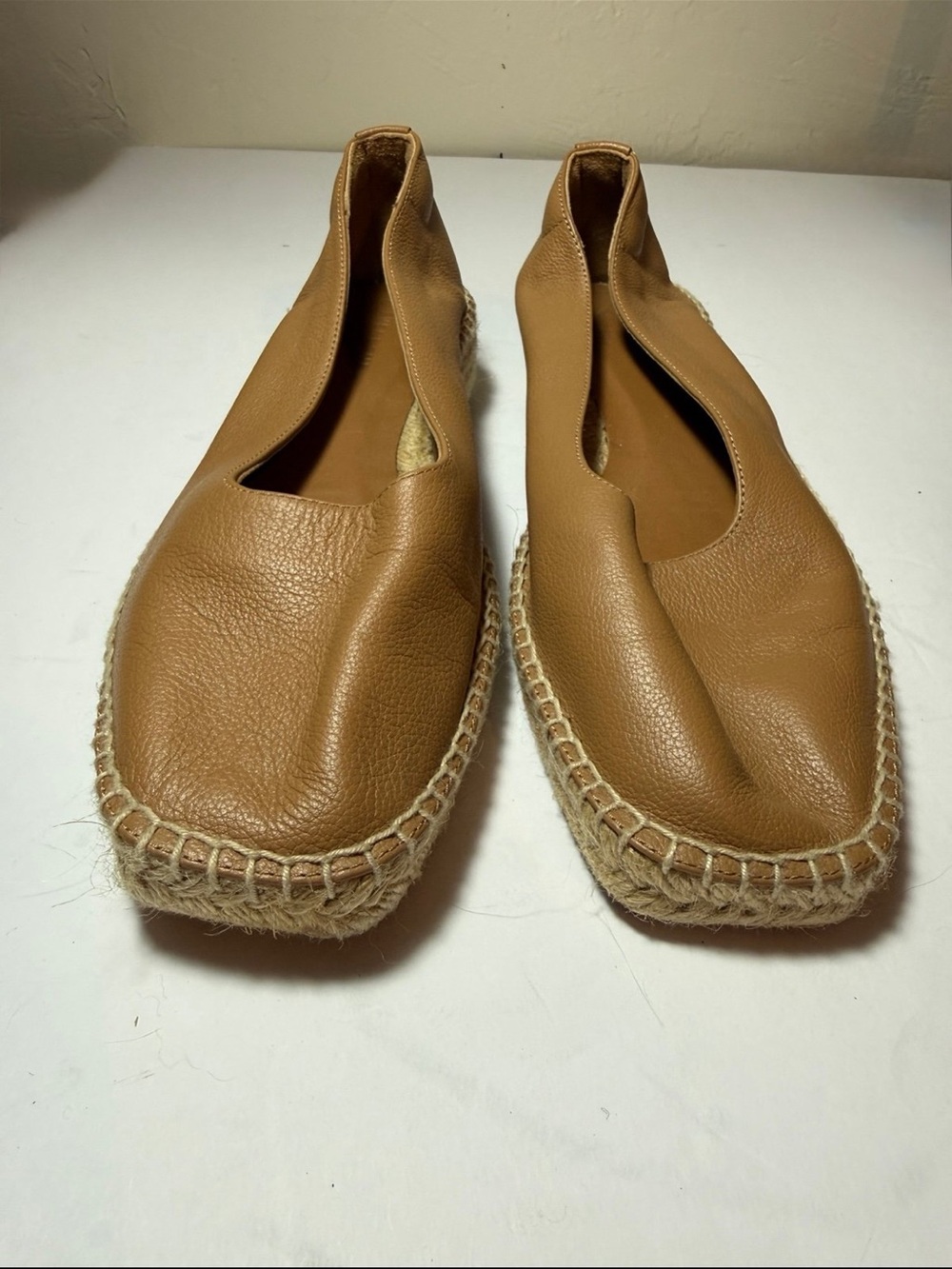 Everlane Tan Leather Espadrille Slip-Ons